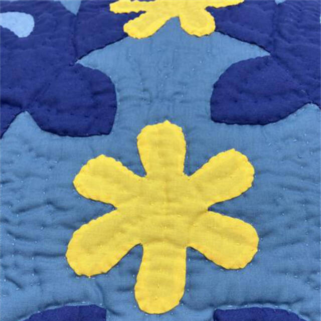 ハワイアンキルト クッションカバー ブルー ホヌ ティアレ 46cm