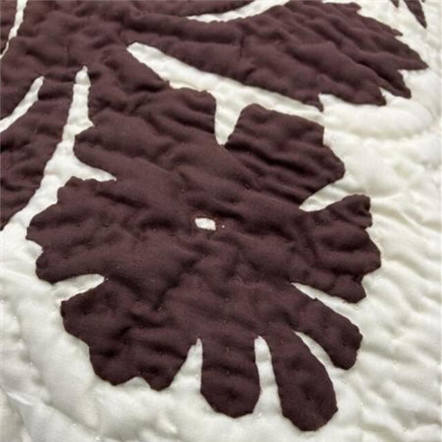 ハワイアンキルト クッションカバー ブラウン ハイビスカス 46cm×46cm