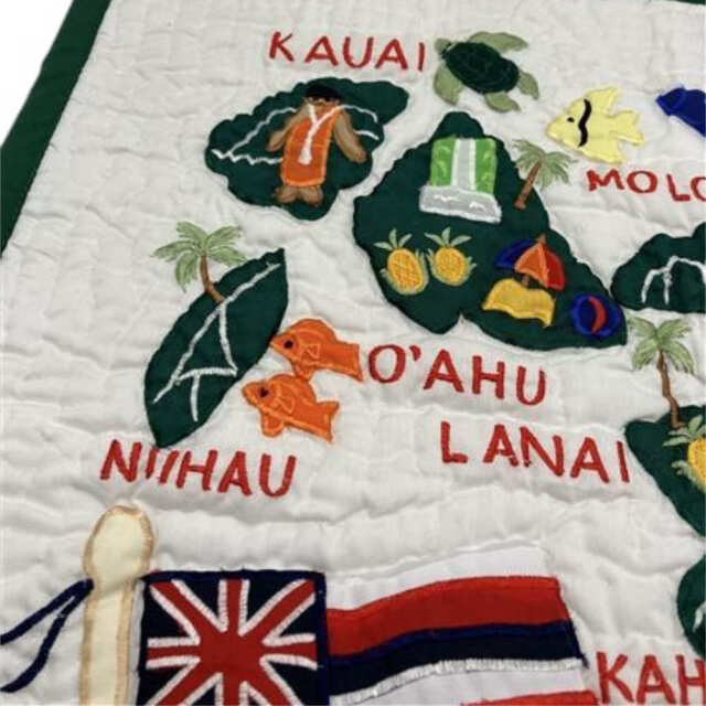 ハワイアンキルト クッションカバー ホワイト ハワイ 地図柄 マップ