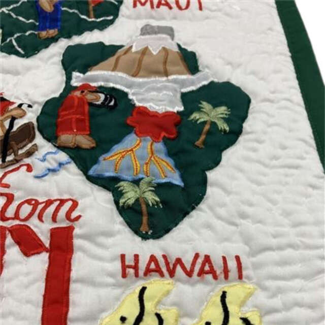 ハワイアンキルト クッションカバー ホワイト ハワイ 地図柄 マップ