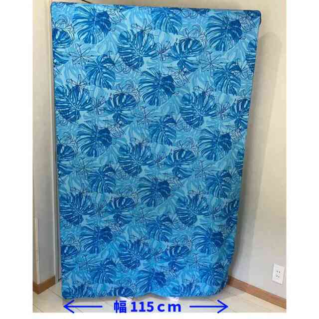 ハワイアン生地 ブルー モンステラ ユリ リリー トロピカルフラワー