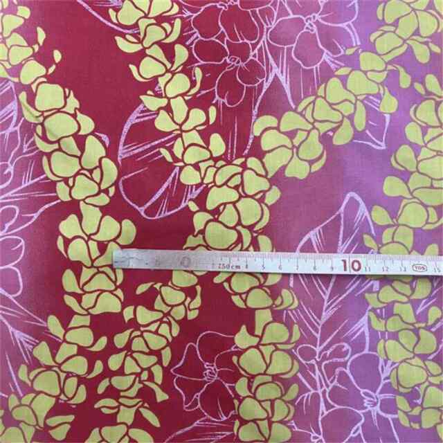 ハワイアン生地 ピンク プルメリア レイ 115cm幅 トロピカル フラワー