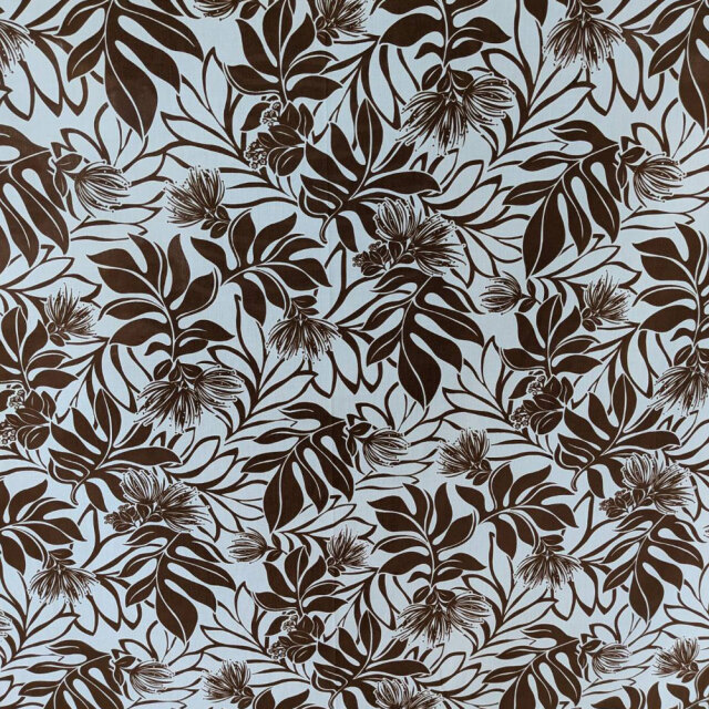 ハワイアン生地 ブラウン オヒアレフア モンステラ 115cm幅