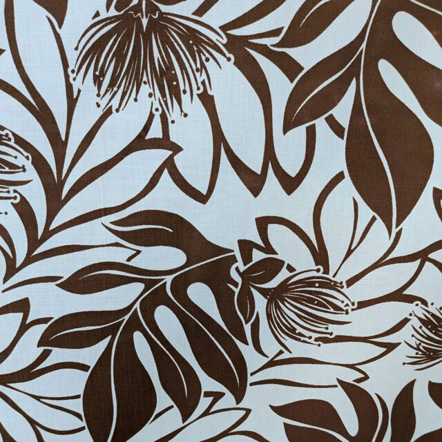 ハワイアン生地 ブラウン オヒアレフア モンステラ 115cm幅