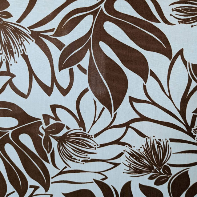 ハワイアン生地 ブラウン オヒアレフア モンステラ 115cm幅