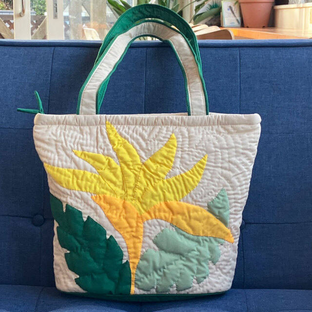 ハワイアンキルトバッグバードオブパラダイス極楽鳥花