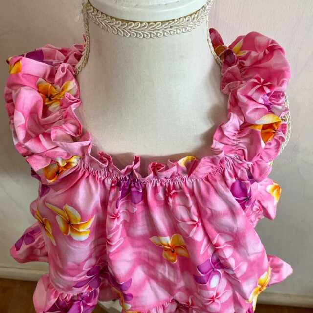 ハワイアン ベビー ワンピ+パンツ セット ピンク 24ヶ月目安