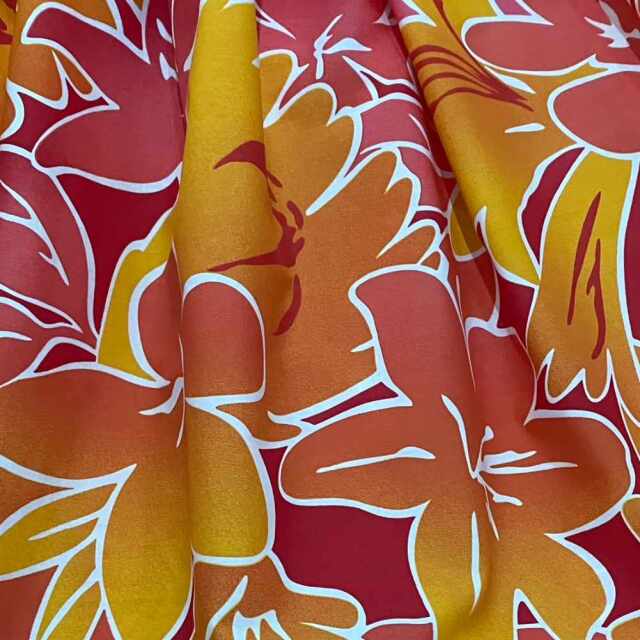 ハワイアンフラダンスリバーシブル赤ピンクハイビスカス柄トップス