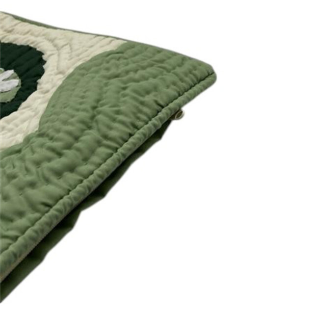 ハワイアンキルト 枕カバー グリーン ホヌ ハイビスカス 60cm×42cm