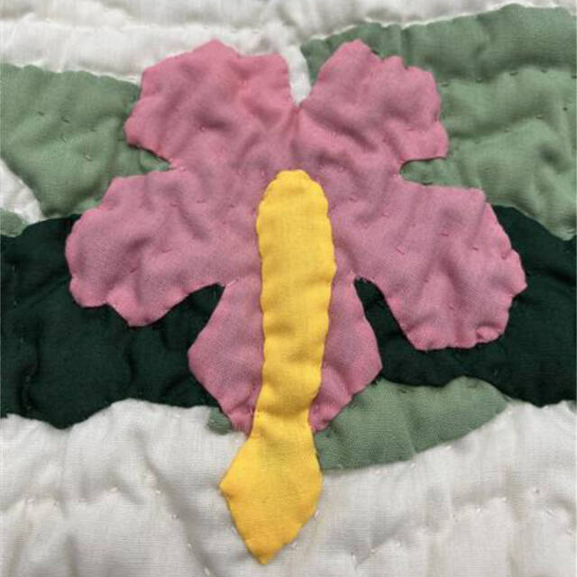 ハワイアンキルト 枕カバー グリーン ホヌ ハイビスカス 60cm×42cm