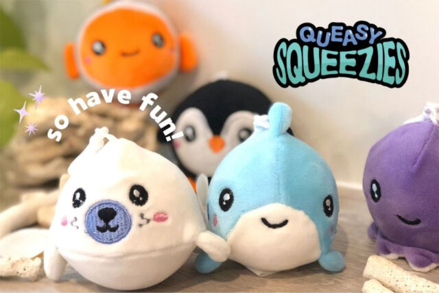 ぬいぐるみ キーホルダー スクイージーズ SQUEEZIES 海の生き物