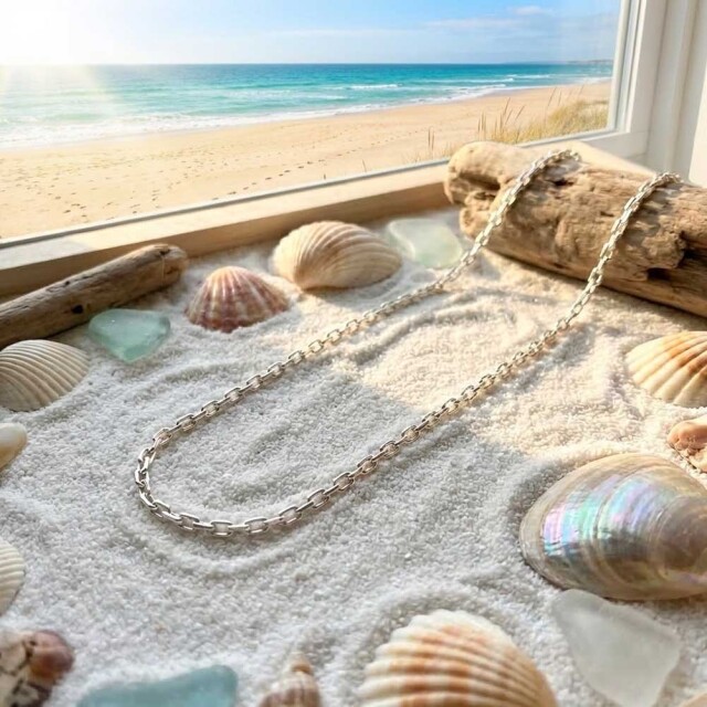 ハワイアンジュエリー アンカーチェーン ロジウム加工