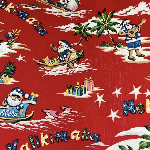 ハワイアン生地ハワイアンクリスマスサンタクロース115cm幅