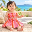 お子様 アロハ　パラカ柄 ツーピース 0-1歳