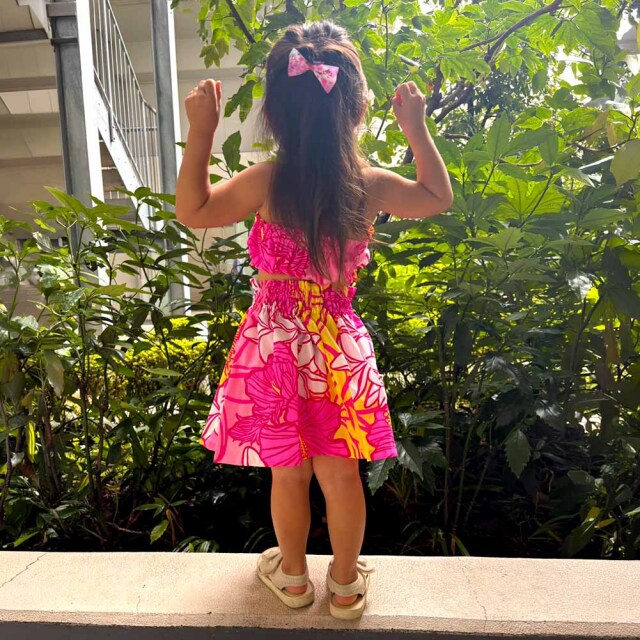 子供服 ハワイアン ツーピース ワンピース パウスカート ピンク