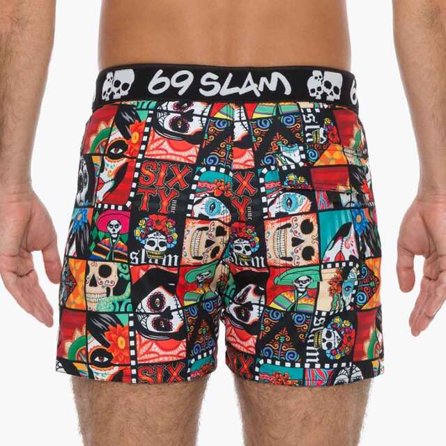 69slam サーフパンツ ボードショーツ メンズ 短め丈 MEXICAN SQUARE