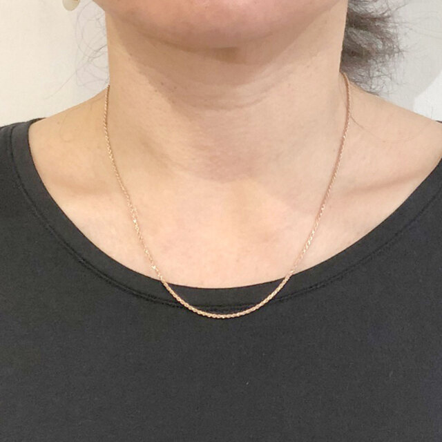 ピンクシルバー カットフレンチロープチェーン45cm 幅1mm Silver925 ネックレス チェーン 単品