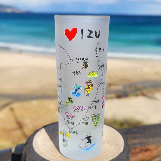 伊豆 名所 絵入り IZUミニグラス 2個 インテリア雑貨 下田 河津