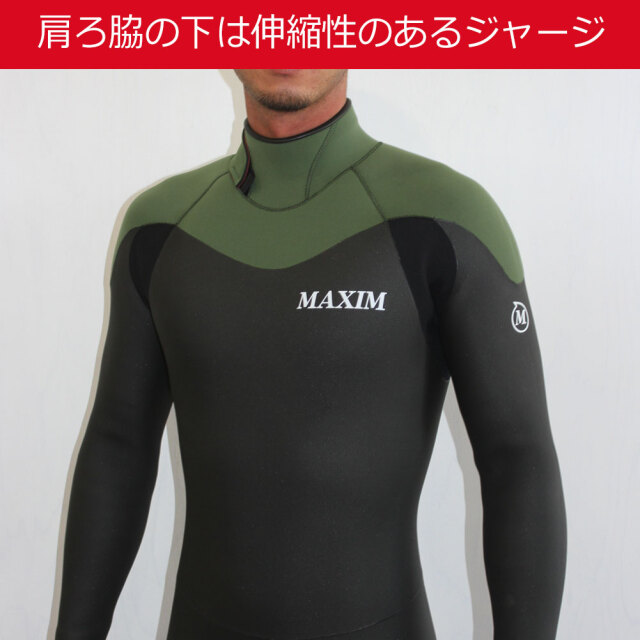 5mm×3mm メンズウェットスーツ マキシム フルスーツ レオ バックファスナー ジップ MAXIM WETSUIT REO VF ZIP FULL SUIT