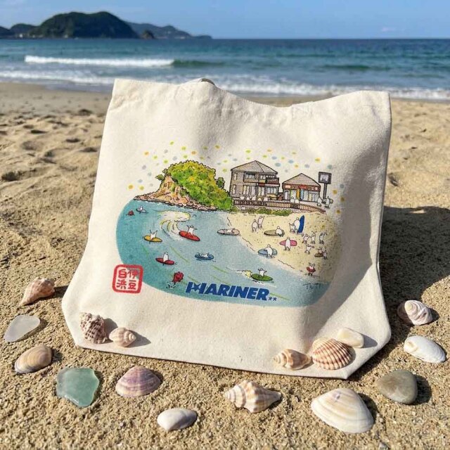 白浜マリーナ オリジナル キャンバス トートバッグ 伊豆 白浜 イラスト エコバック