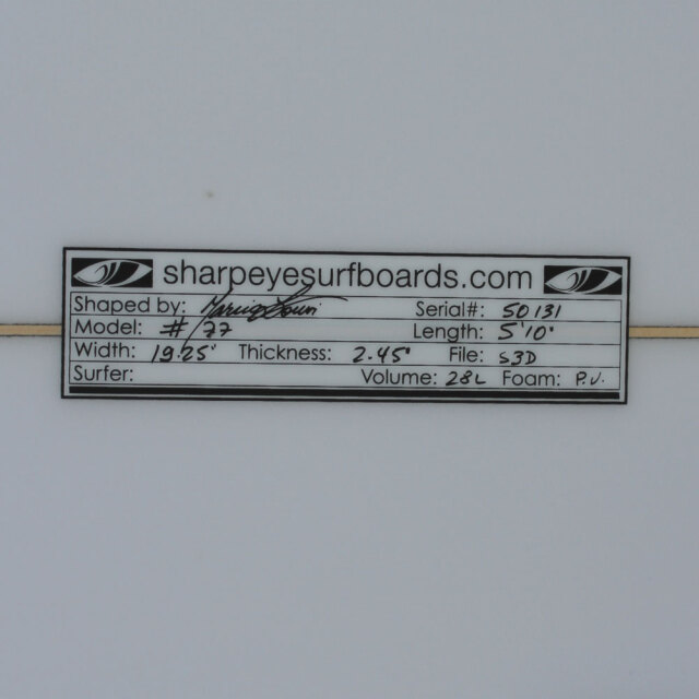 ショートボード シャープアイ セブンディセブン 5'10  テールカーボンパッチ仕様 3FIN SHARPEYE #77