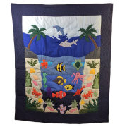 Hawaiian quilt ハワイアンキルトタペストリー  お魚柄　128×107cm