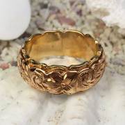 ハワイアンジュエリー 8mm　14Ｋ　ゴールドツートンダブルカットアウトリング