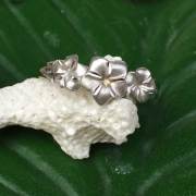 ハワイアンジュエリー 2mm　14Kホワイトゴールドプルメリアリング/プルメリア　指輪