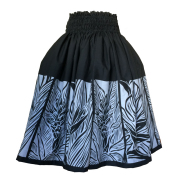 パウスカートシングル大人用　ブラック　ハワイアンフラワー柄