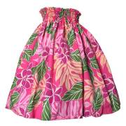 パウスカートシングル大人用　ピンク　プルメリア柄/フラダンス