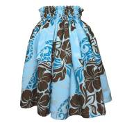 パウスカートシングル大人用　ブラック　モンステラ×ハイビスカス柄