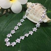 ハワイアンジュエリー 「22連プルメリア」　ピンクジルコニア　シルバーブレスレット/ハワイアンアクセサリー