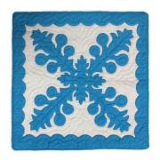 ハワイアンキルト クッションカバー46cm×46cm　ブルー/インテリア　Hawaiianquilt　ハワイアン雑貨