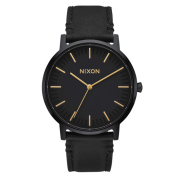 NIXON　腕時計 THE PORTER LEATHER　ALL BLACK GOLD/メンズウォッチ