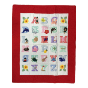 Hawaiian quilt ハワイアンキルトタペストリー  アルファベット柄レッド　130×110cm/インテリア　壁掛け　マット