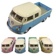 レトロ調フォルクスワーゲン　ダイキャストミニカー/おもちゃ　インテリア　1963 VW Bus Double Cab Pickup　Pastel Color　1/34