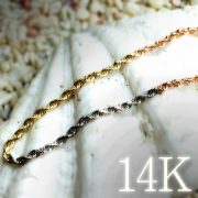 ハワイアン ジュエリー ペンダント チェーン 14K 3色 GOLD ロープ チェーン 45cm
