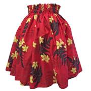 パウスカートシングル大人用　レッド　プルメリア柄/フラダンス