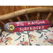 ハワイアン ウッド サインボード KAHUNA  SURFRIDERS/ウッドプレート ウッドアート インテリア サーフィン アメリカ雑貨