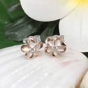 ハワイアンジュエリー　シルバー925　プルメリアキャッチピアスピンクシルバーライン/hawaiian jewely