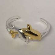 ハワイアンジュエリー シルバー　トゥリング　ドルフィン　シルバー×イエローシルバー/ハワジュ