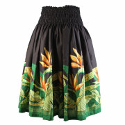 パウスカートシングル大人用 ブラック×ストレチア柄 4本ゴム 75cm