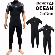 メンズウェットスーツ 3mmALL ビーウェット シーガル オーシャン フロントカバー ノンジップモデル BEWET OCEAN
