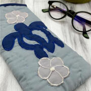 ハワイアンキルト メガネケース サングラスケース ホヌ プルメリア ライトブルー