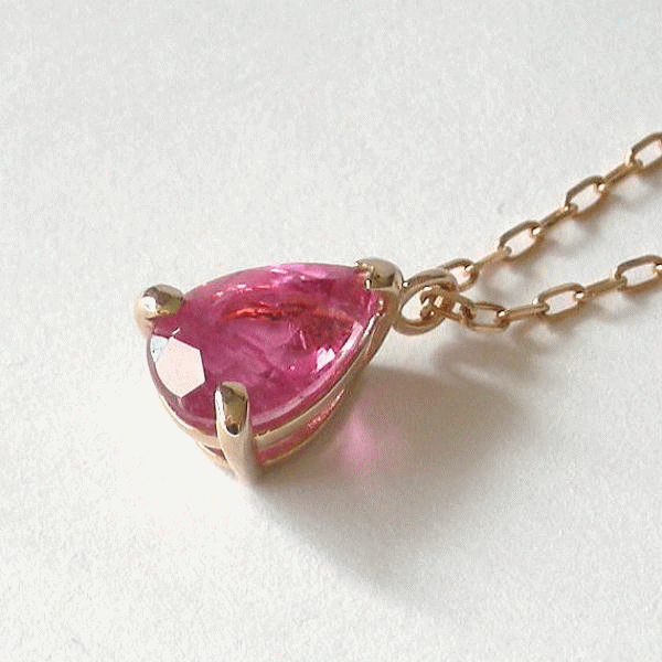 ペアシェイプ0.87ＣＴ・ピンクトルマリン ネックレス・ピンクゴールドK18