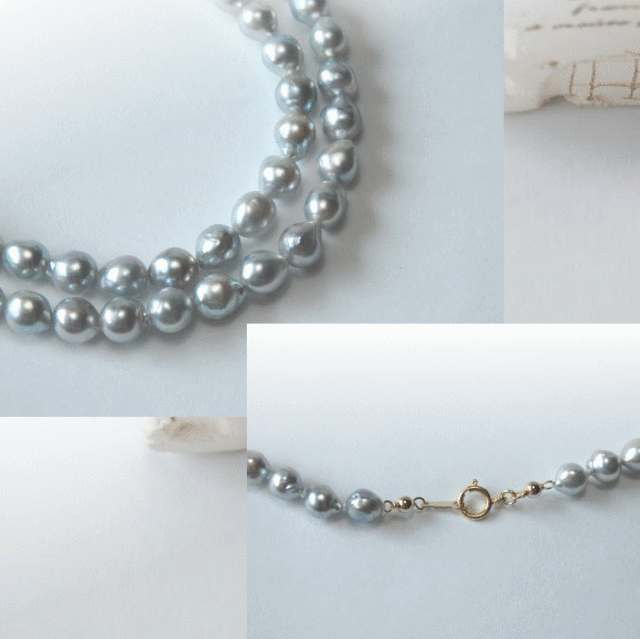 豪華ラッピング無料 アコヤパール ナチュラルブルー ネックレス バロックパール Sv925 ネックレス Tyramanning Com