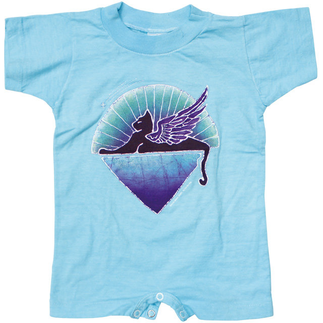 WINGED CAT SHORT SLEEVE BLUE ROMPER BABY KID'S JUMP SUIT
