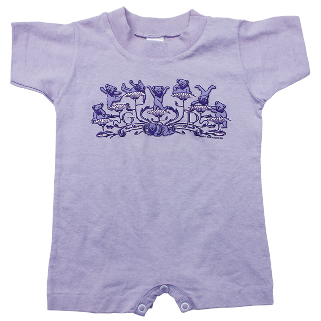 KIDS GD BEAR FLOWERS SHORT SLEEVE PURPLE ROMPER  BABY KID'S JUMP SUIT