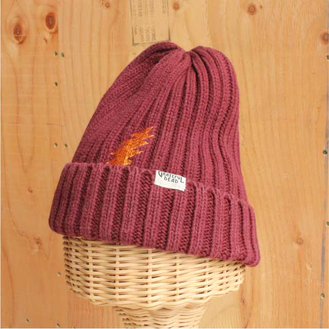 GD ヘンプ ボルト刺繍　ニットキャップ / GD HEMP BOLT KNIT CAP　BURGUNDY (バーガンディー)