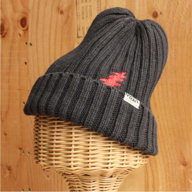 GD ヘンプ ボルト刺繍　ニットキャップ / GD HEMP BOLT KNIT CAP　CHARCOAL (チャコール)